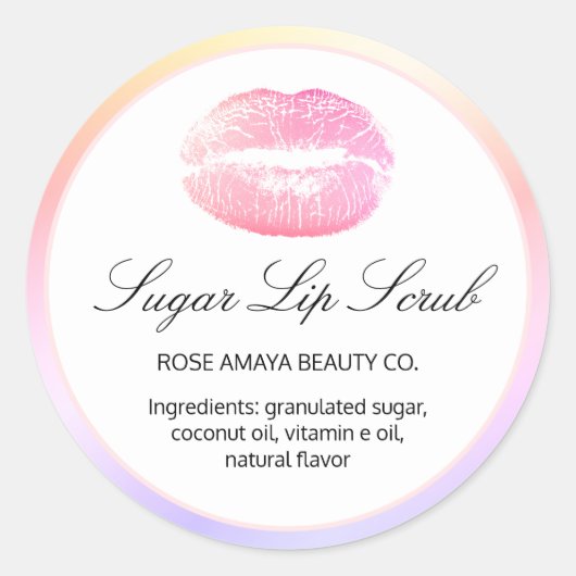Rond Sticker Spa de beauté de la lèvre sucre produit Ét (Devant)