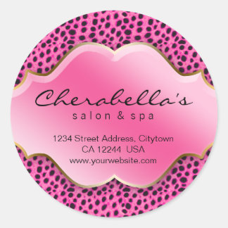Rond Sticker Spa de salon rose noir blanc léopard