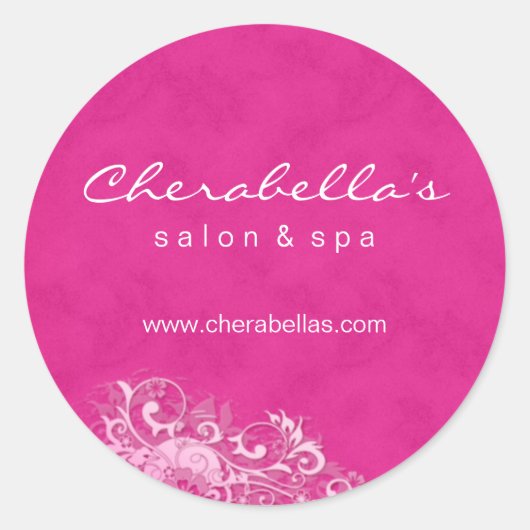 Rond Sticker Spa Salon Rose & Blanc Suede (Devant)