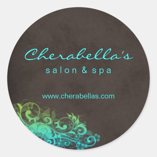 Rond Sticker Spa Salon Turquoise Bleu Vert Brown (Devant)