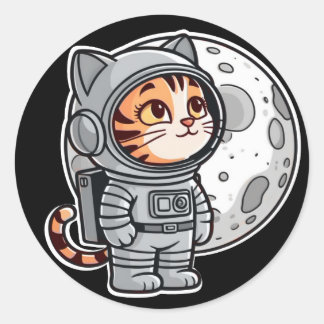 Rond Sticker Space Kitty