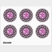 Rond Sticker Spirituel Pink Gems Aum (Feuille)