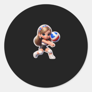 Rond Sticker sportif de volley-ball féminin mignon