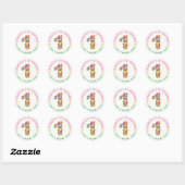 Rond Sticker Spring Flowers One Girl 1st Birthday Party (Feuille)