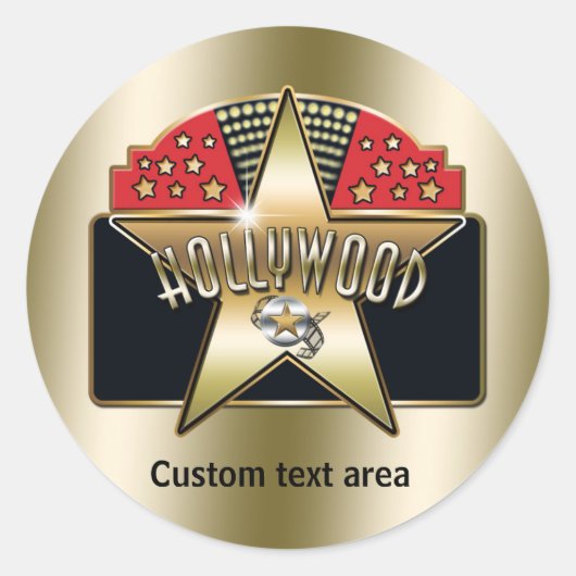 Rond Sticker Star Party Gold Hollywood Retro Typography (Devant)