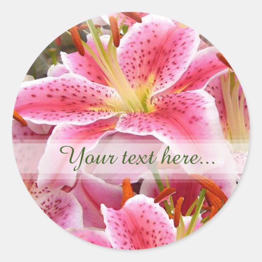 Rond Sticker "Stargazer" Lily Texte personnalisé Classi (Devant)