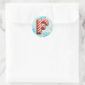 Rond Sticker sucre de canne Noël "F", Festive Stripes (Sac)
