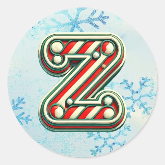 Rond Sticker sucre de canne Noël "Z", Stripes Festives (Devant)