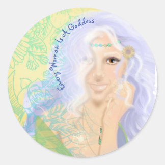 Rond Sticker, Summer Solstice Goddess Sticker