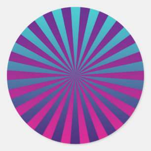 Rond Sticker Sunburst Retro - Vibrant et jouant