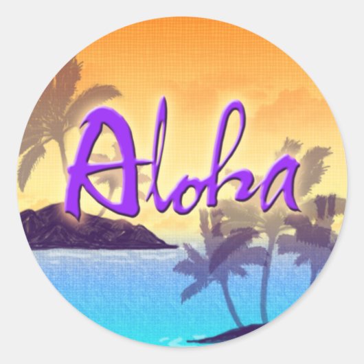 Rond Sticker Sunset Aloha (Devant)