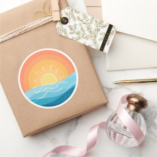 Rond Sticker Sunset Beach