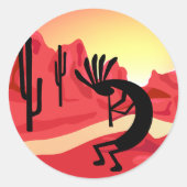 Rond Sticker Sunset du désert Kokopelli (Devant)