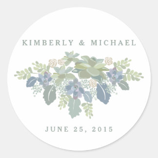 Rond Sticker sur mesure Mariage fleuri de bouquet Succu