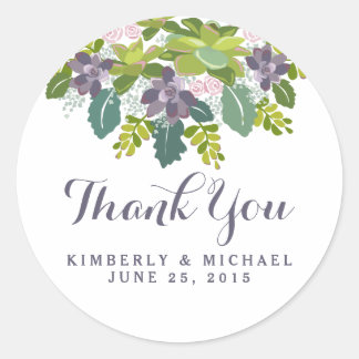 Rond Sticker sur mesure Mariage floral Succulent Bouque