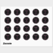 Rond Sticker Sweet 16 rose et noir (Feuille)