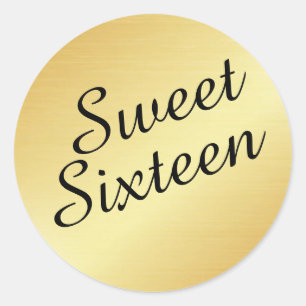 Rond Sticker sweet sixteen à enveloppe d'or