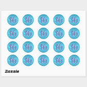Rond Sticker Sweet sixteen Turquoise et Fuchsia (Feuille)