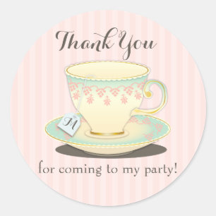 Rond Sticker Sweetchic Anniversaire Teacup Tea Party