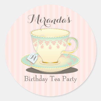 Rond Sticker Sweetchic Anniversaire Teacup Tea Party