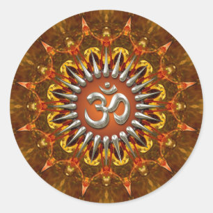 Rond Sticker Symbole Batik Sun Om (Aum)