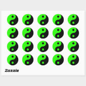 Rond Sticker Symbole Yin Yang Vert et Noir (Feuille)