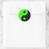 Rond Sticker Symbole Yin Yang Vert et Noir (Sac)