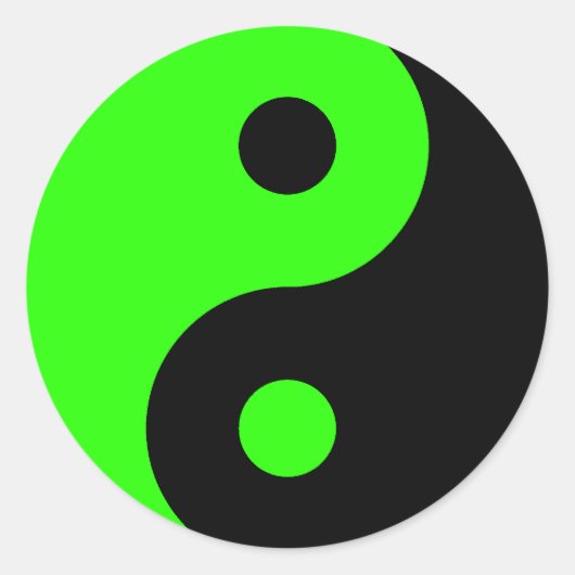 Rond Sticker Symbole Yin Yang Vert et Noir (Devant)