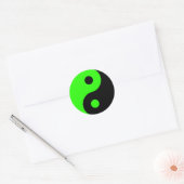 Rond Sticker Symbole Yin Yang Vert et Noir (Enveloppe)