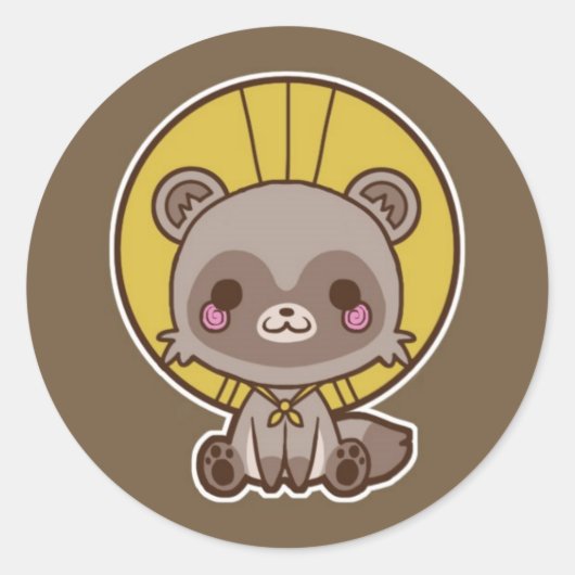 Rond Sticker Tanuki (Chien Raccon) (Devant)