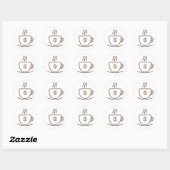 Rond Sticker tasse de café (Feuille)