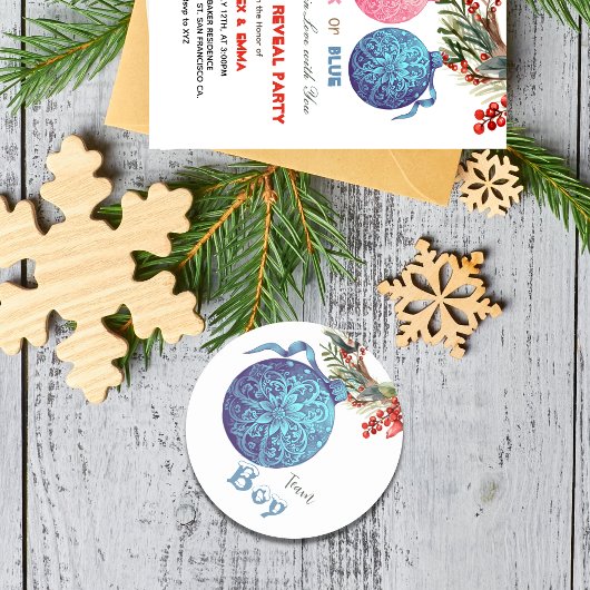 Rond Sticker Team Boy Winter Gender Reveval Party