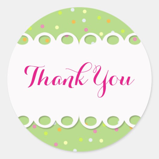 Rond Sticker - Thank You - Fonds Vert (Devant)