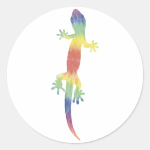 Rond Sticker Tie Dye Lizard
