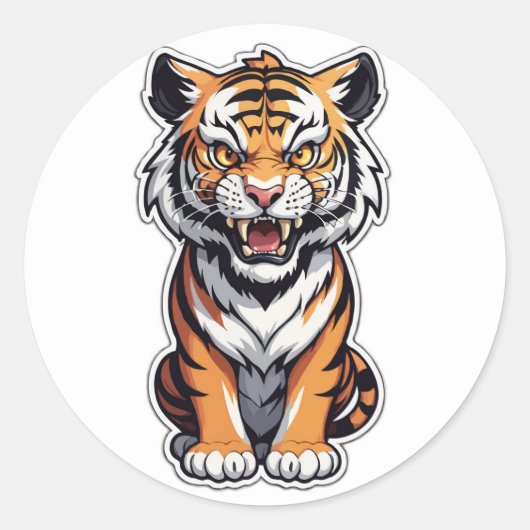 Rond Sticker Tiger Majestic - Libérez la puissance indo (Devant)