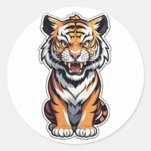 Rond Sticker Tiger Majestic - Libérez la puissance indo