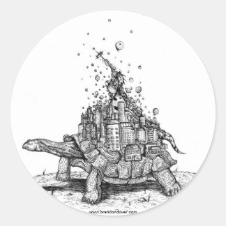 Rond Sticker Tortoise Town : D (tortue géante / tortue)