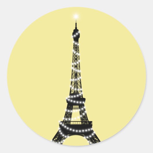 Rond Sticker Tour Eiffel clair Twinkle - jaune (Devant)