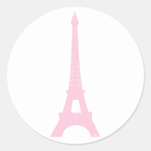 Rond Sticker Tour Eiffel rose (Devant)