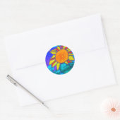Rond sticker Tournesol en verre verni (Enveloppe)