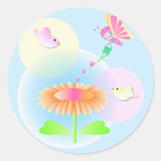 Rond Sticker tournesol et papillon (Devant)