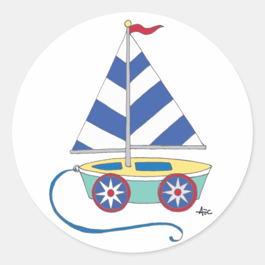 Rond Sticker Toy Sailboat (Devant)