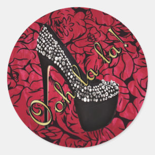 Rond Sticker Tres Chic Rouge Fleurs
