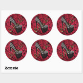 Rond Sticker Tres Chic Rouge Fleurs (Feuille)