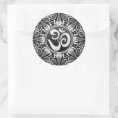 Rond Sticker Tribal Sun Noir+Blanc Om Goa New Age (Sac)