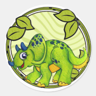 Rond Sticker Triceratops