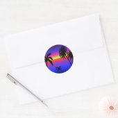 Rond Sticker Tropical Sunset Palm Trees (Enveloppe)