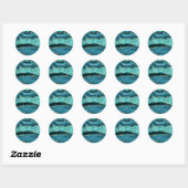 Rond Sticker turquoise Blue Gold Marble Custom Name (Feuille)