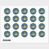 Rond Sticker turquoise Blue Gold Over the Moon Baby sho (Feuille)