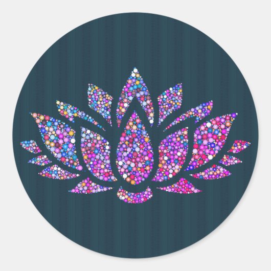 Rond Sticker Turquoise et arc-en-ciel lotus (Devant)